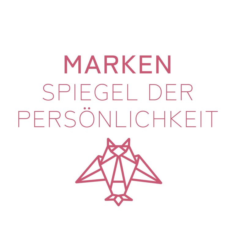 Next Level Marken Entwicklung Logo mit Text: "Marken als Spiegel der Persönlichkeit", in rosa und weiß.
